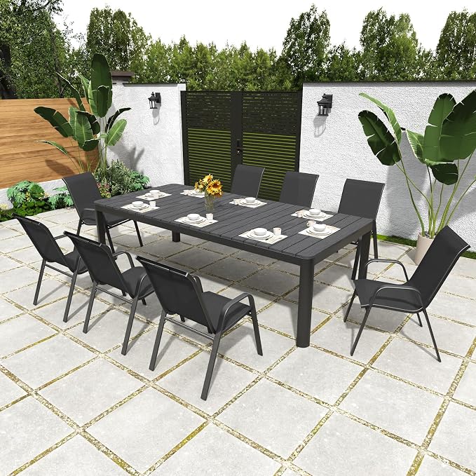 Patio Chairs Set of 4, Stackable Outdoor Dining Chairs - Image 8