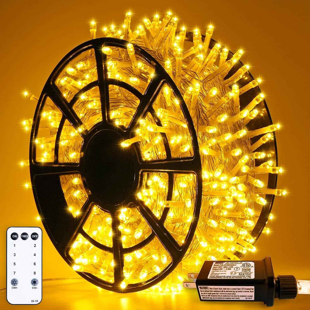 JMEXSUSS 8 Modes Classroom Lights, 500 LED Christmas Lights Indoor Outdoor | 163ft Clear Wire Plug-in Warm White String Lights Bedroom, Remote Control Christmas Tree Lights for Bedroom Tree Classroom