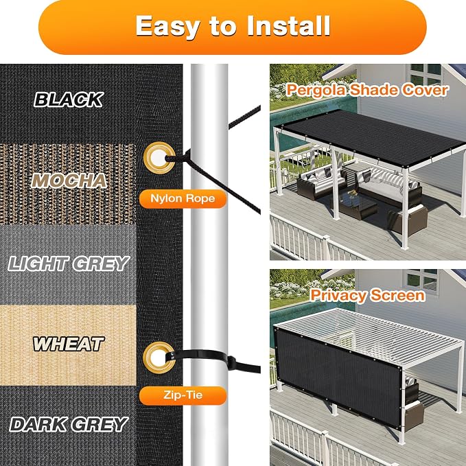 Artpuch Outdoor Pergola Shade Cover 7x8 FT Sun Shade Cloth - Image 5