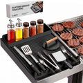 Silicone Grill Mat for Blackstone Griddles & Outdoor Grills - Heat Resistant (450°F) Countertop Protector, Non-Slip Tool Organizer & Grease Catcher, 16x11.5 Inch(Black)