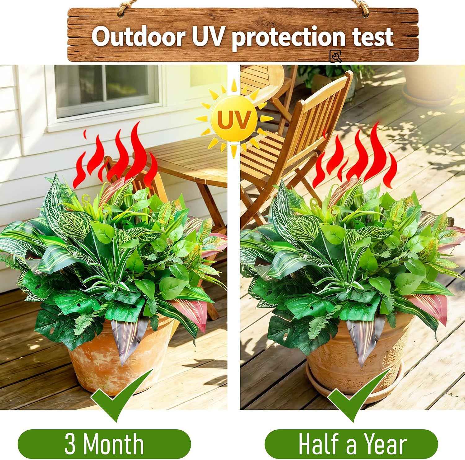 18 Bundles Artificial Greenery Plants Outdoor UV Resistant Fake Plastic Leaves with Stems Faux Bushes Shrubs for Porch Patio Window Box Garden Indoor Outside Decor