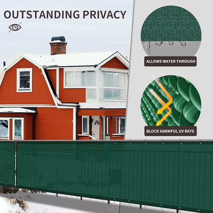 LOVE STORY Custom Size 3'x30' Dark Green Balcony Privacy Screen, UV Block - Image 4