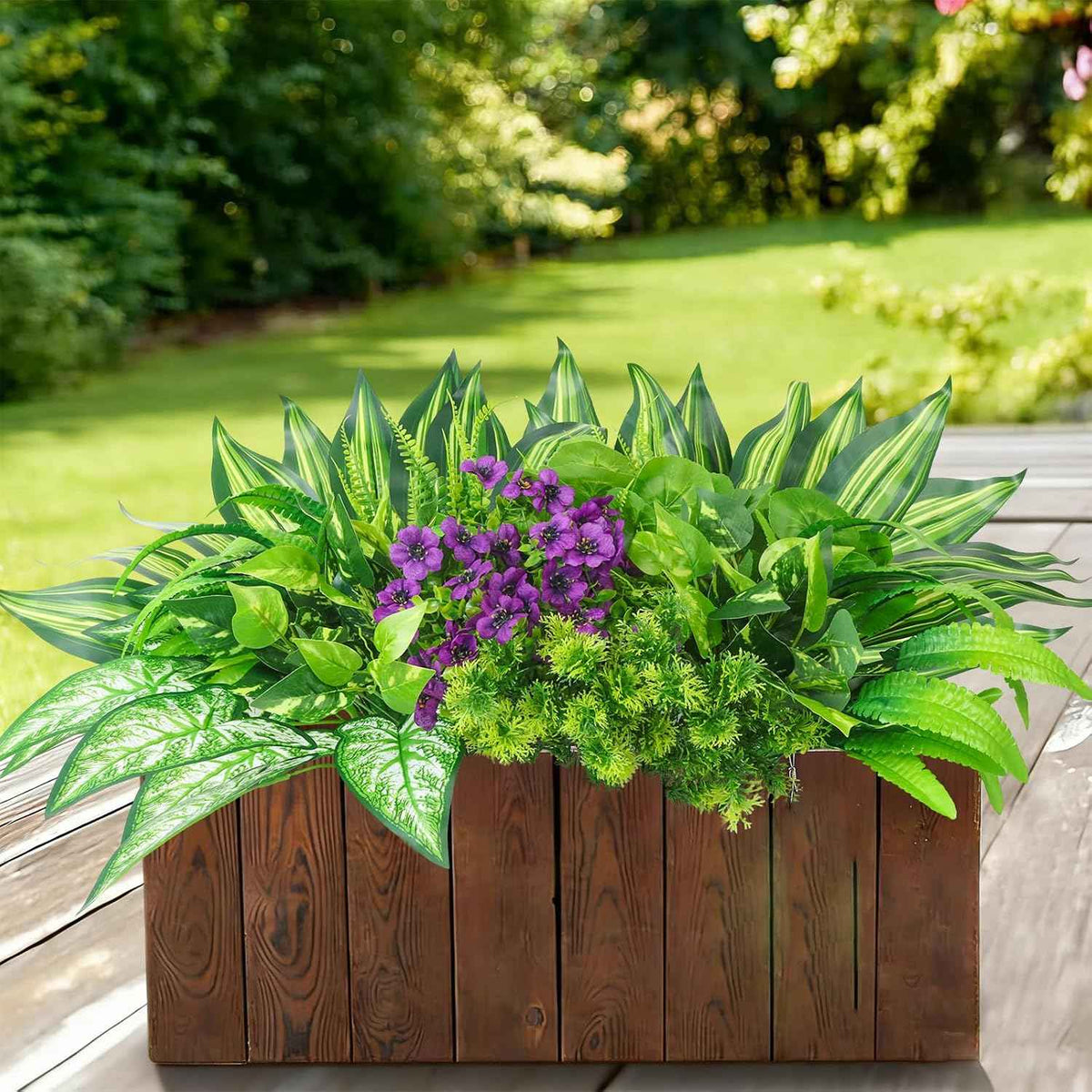 THKFUL 14Bundles Artificial Greenery Plants Outdoor Artificial Ivy Plants Faux Pothos Ferns Stems UV Resistant, Realistic Fake Shrubs Grasses Flowers Planter Filler for Window Box,Porch,Garden,Front