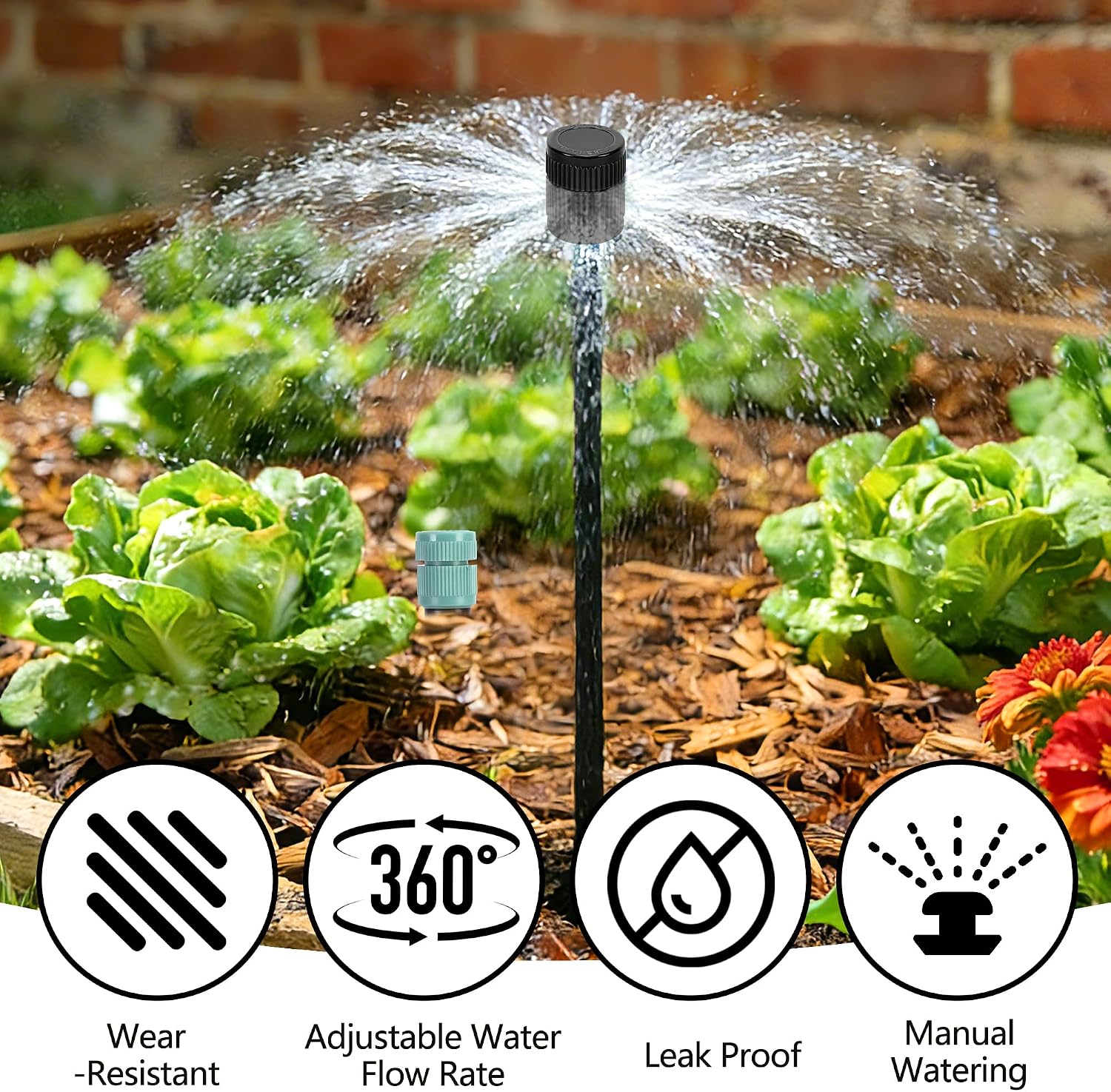 16 Pcs Mushroom Bubbler Sprinkler Head with Flow Control, Black | Shrub Head Bubbler, Drip Irrigation Sprinkler Shrub Head for 1/2 Inch Hose External Thread Garden Watering System