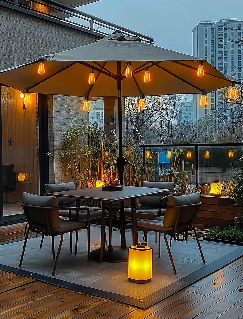 Outdoor Patio String Lights: 100Ft 30M Outside Waterproof Light - Remote Dimmable ST38 Shatterproof Bulb Connectable Hanging Outdoor Electric Lighting - Backyard Yard Gazebo Porch Party