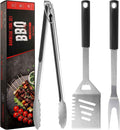 Griddle Accessories Kit - Heavy Duty Grill Tools Set, Grilling Accessories | Stainless Steel BBQ Set with Grill Tongs, Spatula, Fork and Gift-Box for Outdoor Barbecue, Home Grill (3PCS)