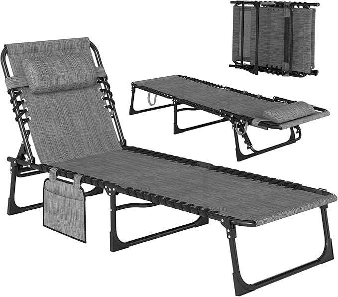 Outsunny Chaise Lounge Chair Outdoor, 5-Position Adjustable Sun Tanning Chair