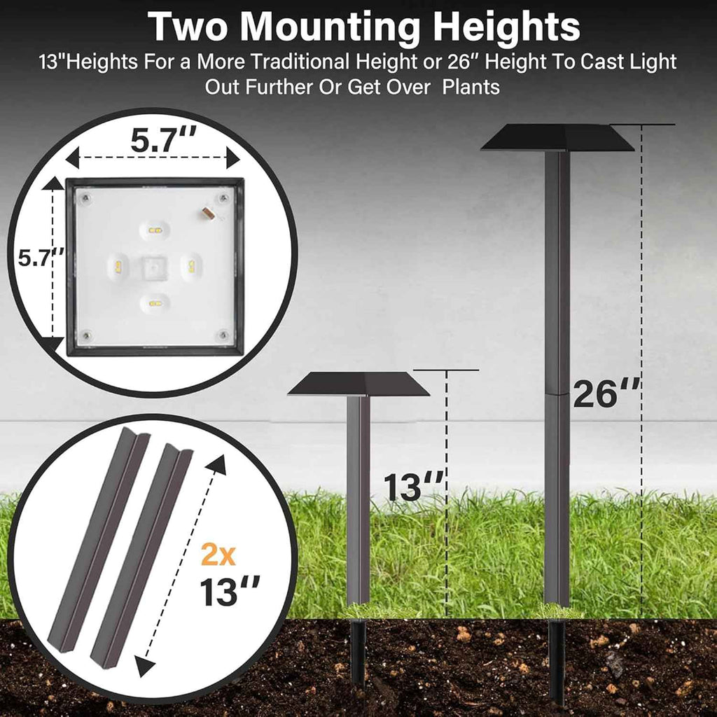 Super Bright 300 Lumens Solar Pathway Lights Outdoor, 2 Lighting Color Modes Warm White & Daylight, Waterproof Landscape LED Lighting for Walkway, Garden, Driveway, Yard – Easy Installation (4 Pack)