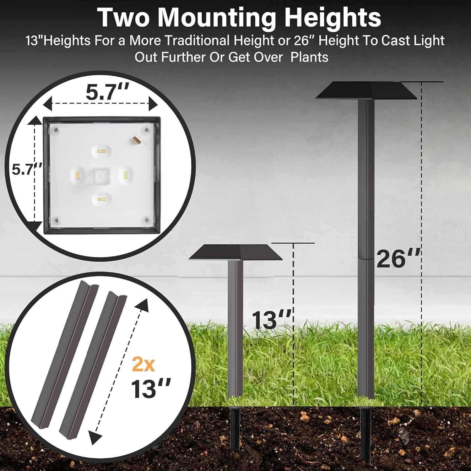 Super Bright 300 Lumens Solar Pathway Lights Outdoor, 2 Lighting Color Modes Warm White & Daylight, Waterproof Landscape LED Lighting for Walkway, Garden, Driveway, Yard – Easy Installation (4 Pack)