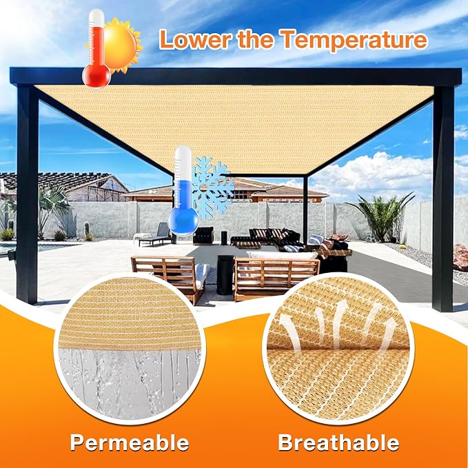 Artpuch Outdoor Pergola Shade Cover 8' X 18' Sun Shade Cloth - Image 4