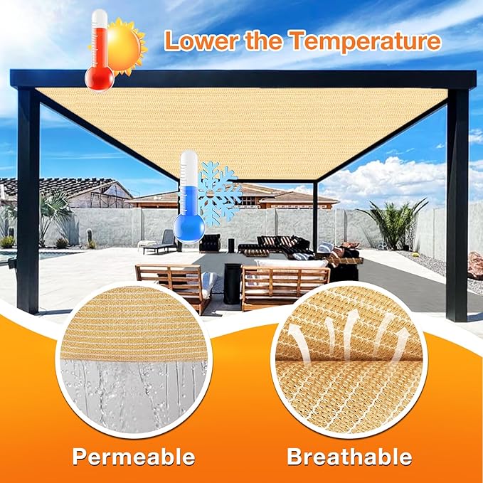 Artpuch Outdoor Pergola Shade Cover 7' X 12' Sun Shade Cloth - Image 4