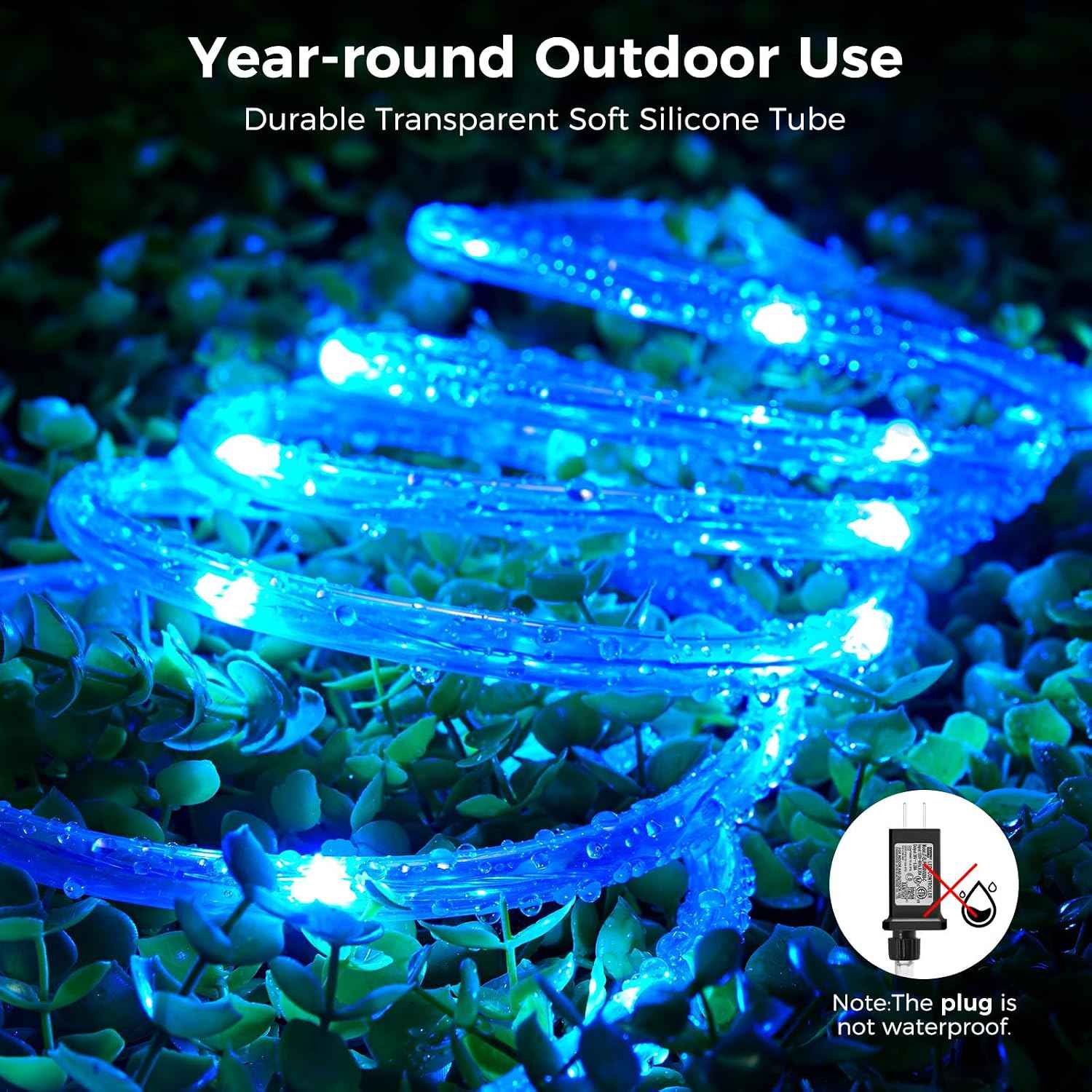 Minetom Color Changing Rope Lights Outdoor, 33FT 100 LED Rope Light | Outdoor String Lights with Remote, Timer, Waterproof Christmas Light Outdoor Decoration for Outside Indoor Bedroom,16 Colors