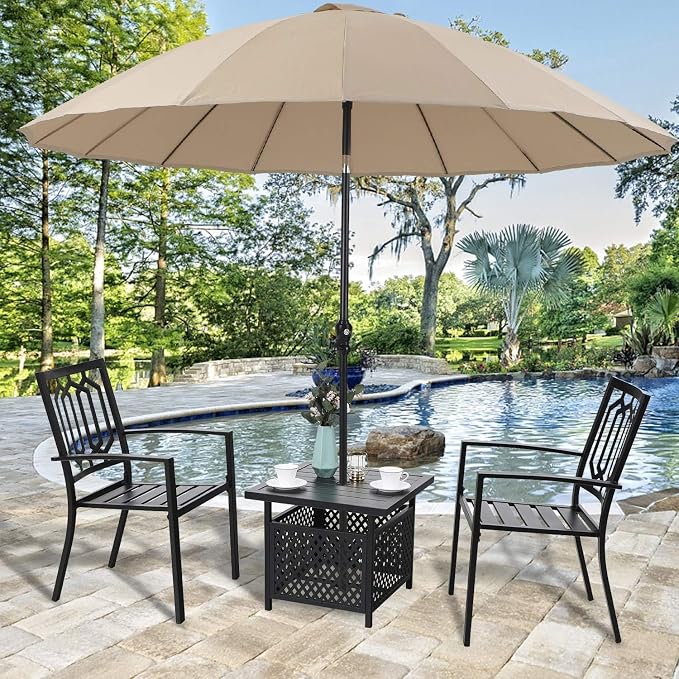 PHI VILLA Outdoor Patio Side Table Set of 2, Outside Coffee Bistro Table - Image 2