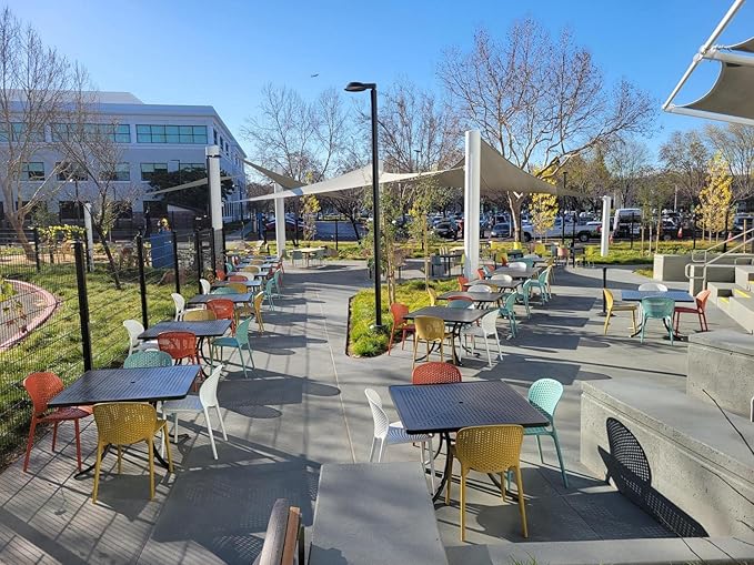 2xhome Set of 4 Patio Dining Chairs | Modern Stackable Outdoor Pool Side Chair - Image 6