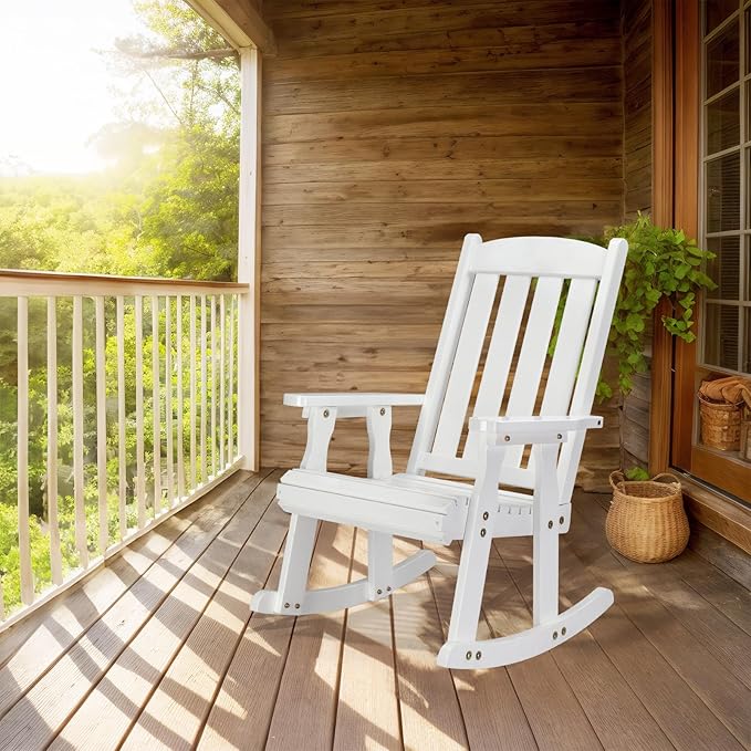 VINGLI Outdoor Rocking Chair Set of 2, Heavy Duty 600 LBS Wooden Rocking Chair - Image 2