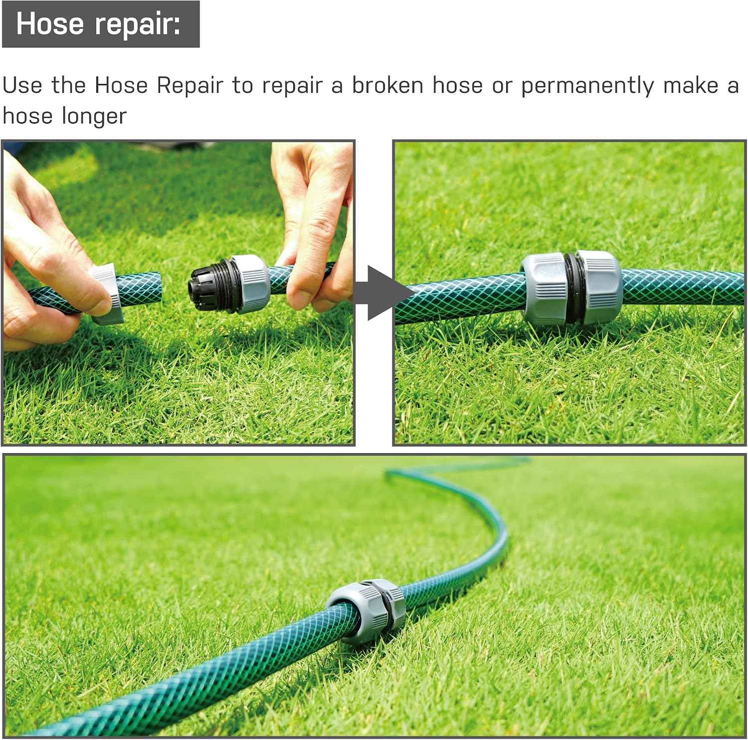 Eden DIY Garden Hose and Faucet Connector - 10-Piece Set (Model#99910), Red, Black