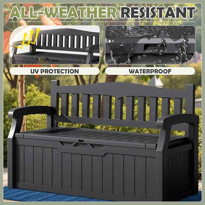 Homall 75 Gallon Outdoor Storage Benches Lockable Deck Box