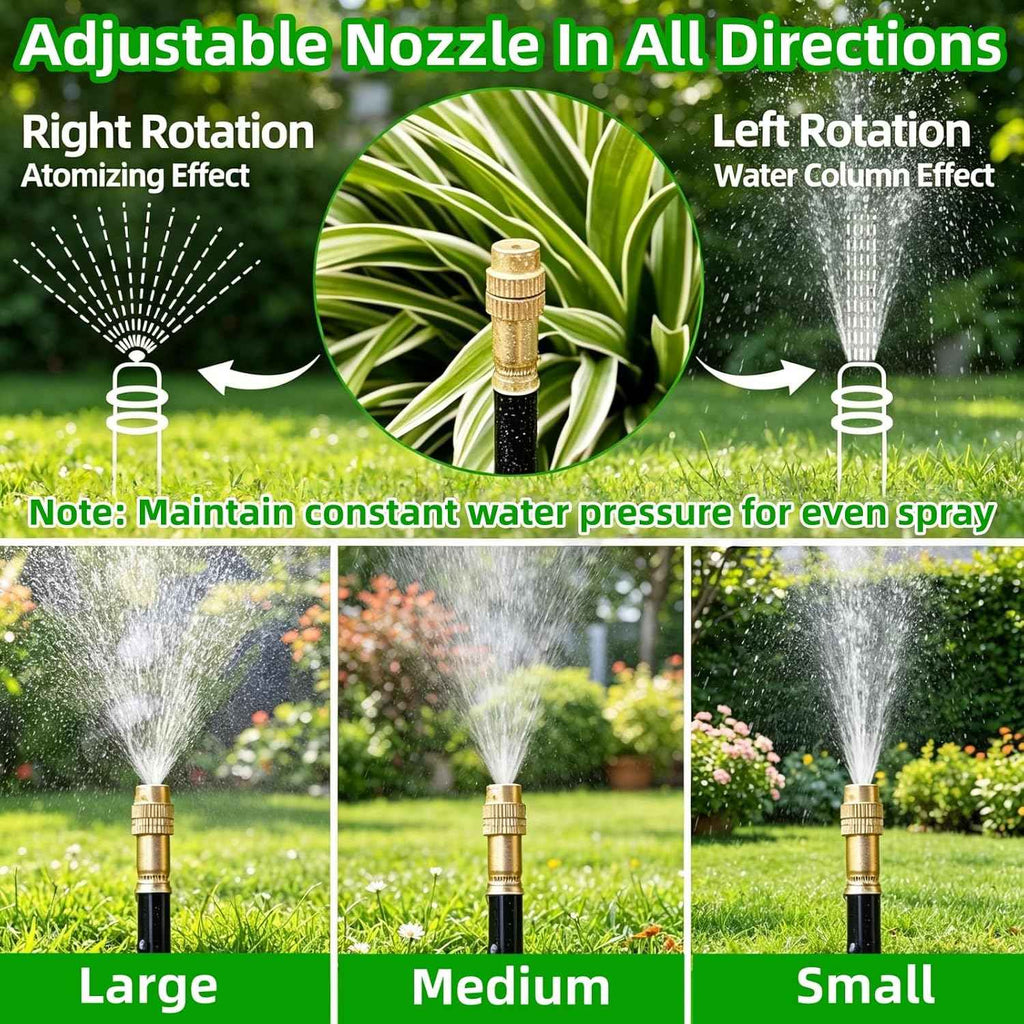 360° Adjustable Drip Irrigation System - Compatible 1/4" Irrigation System, 33FT Garden Watering Atomizing System with 10pcs Nozzles, Greenhouse Accessories for Yard, Lawn, Plants, Garden (33Ft)