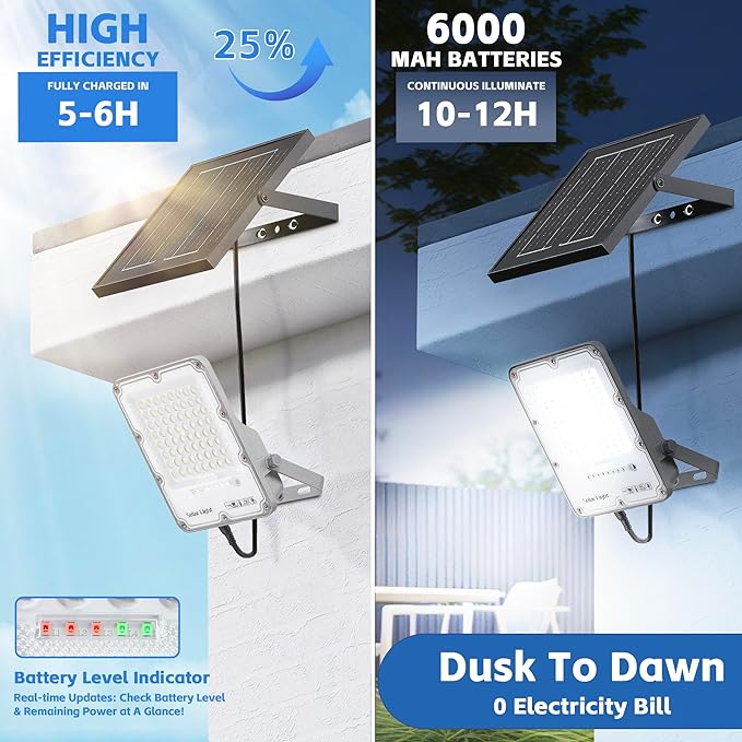 100W Solar Flood Light Outdoor Waterproof, 24000LM 6500K LED Solar Street Light - Image 4