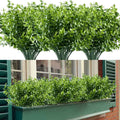 8PCS Artificial Eucalyptus Plants,Fake Boxwood Shrubs UV Resistant No Fade Faux Plastic Greenery for Wedding Bridal Bouquet Indoor Outdoor Home Garden Kitchen Office Table Vase(Green)