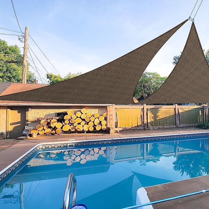 E&K Sunrise 27' x 27' x 27' Sun Shade Sail Triangle Canopy Shade Cover UV Block by EKSUNRISEINC