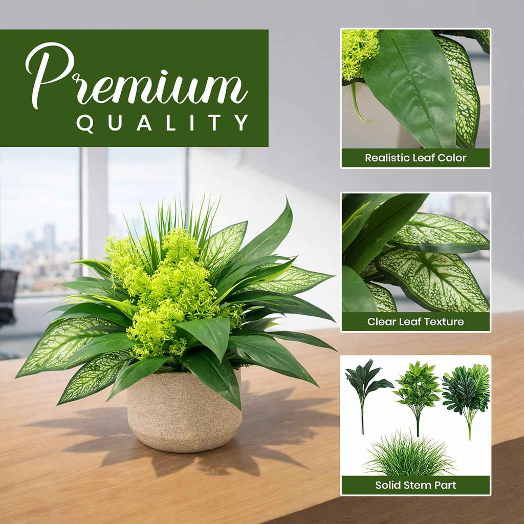 18 Bundles Artificial Greenery Plants, Outdoor Faux Bushes, UV Resistant Fake Plastic Leaves with Stems, Large Bunches for Patio, Garden & Yard Decor, Artificial Shrubs for Home, Outdoor Decoration