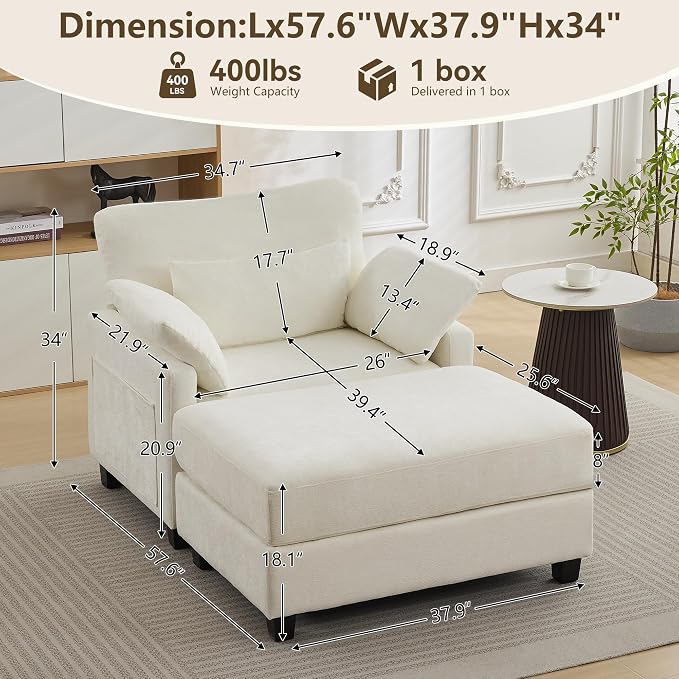 57.5" Oversized Chaise Lounge - Image 2