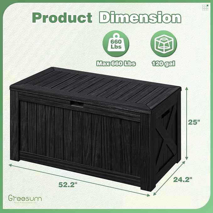 Greesum Outdoor Storage Box 120 Gallon Storage Bin