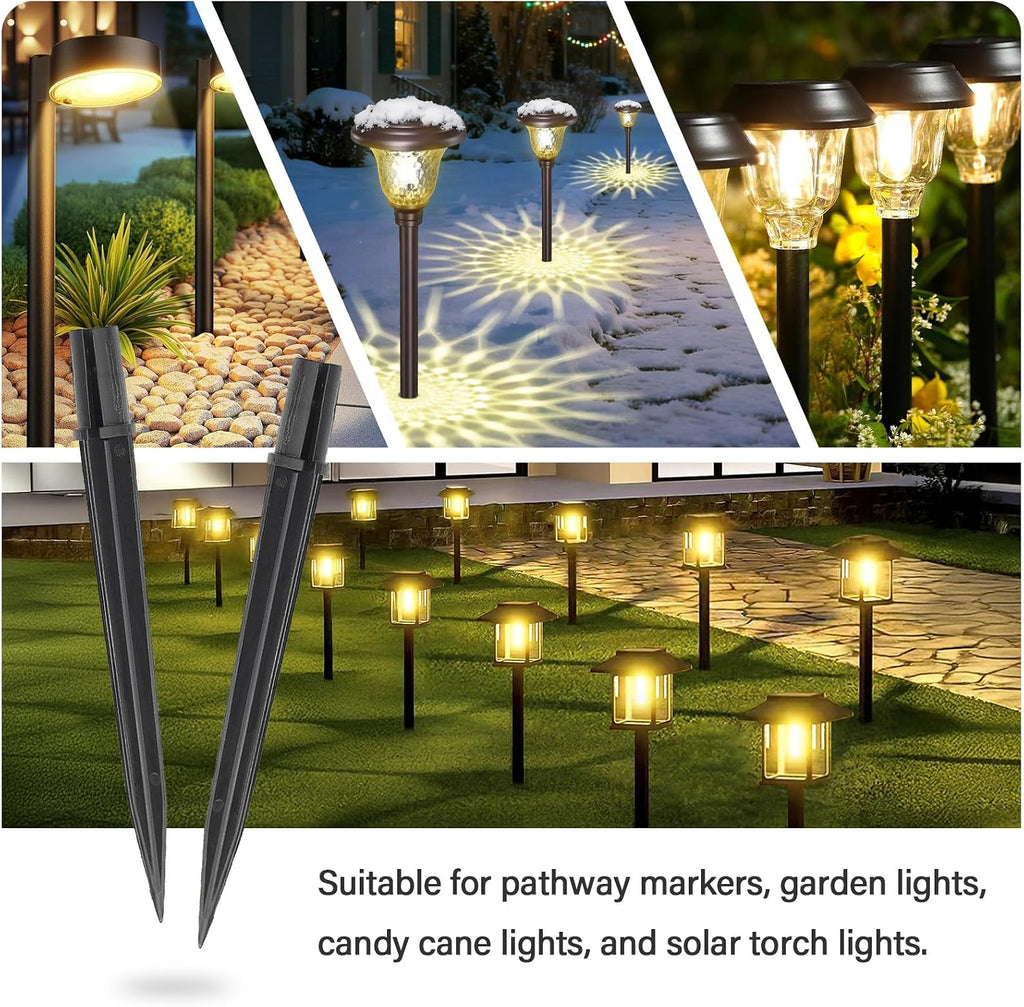 8 Pcs Solar Light Stakes Replacement (Fit for Inner Diameter 0.6inch),Reinforced Ground Spikes,ABS Plastic Lights Stakes, Ideal for Solar Pathway Lights Garden Torch Lights,Christmas Lights