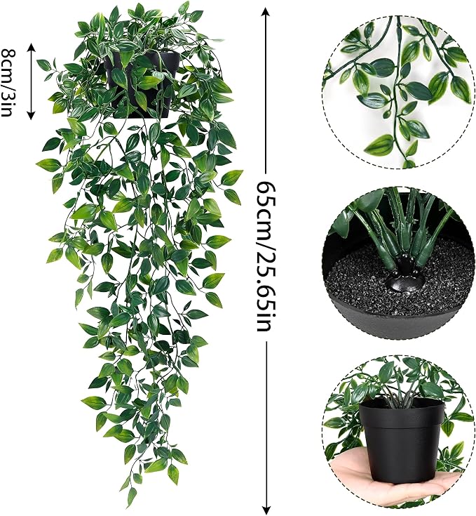 Waipfaru 2Pcs Fake Hanging Plants - Image 3