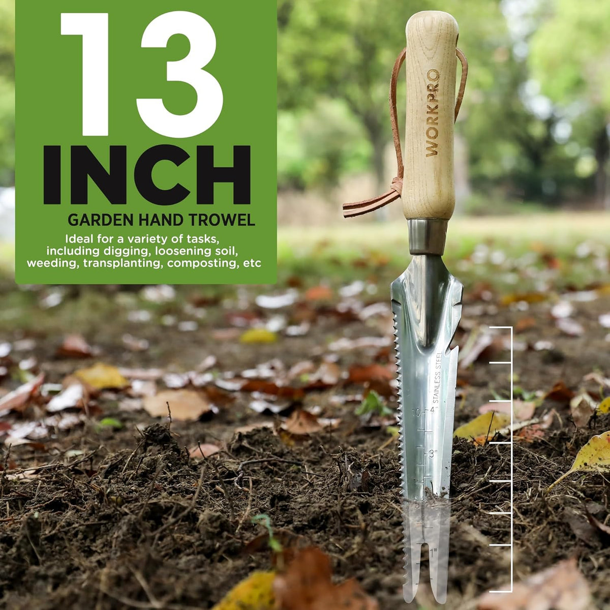 WORKPRO Hand Weeder Puller, 5-in-1 Garden Trowel with Wooden Handle | Gardening Weeding Tool for Easy Weeder Removal, Planting, Weeding, Flower & Vegetable Care in Garden Lawn Yard