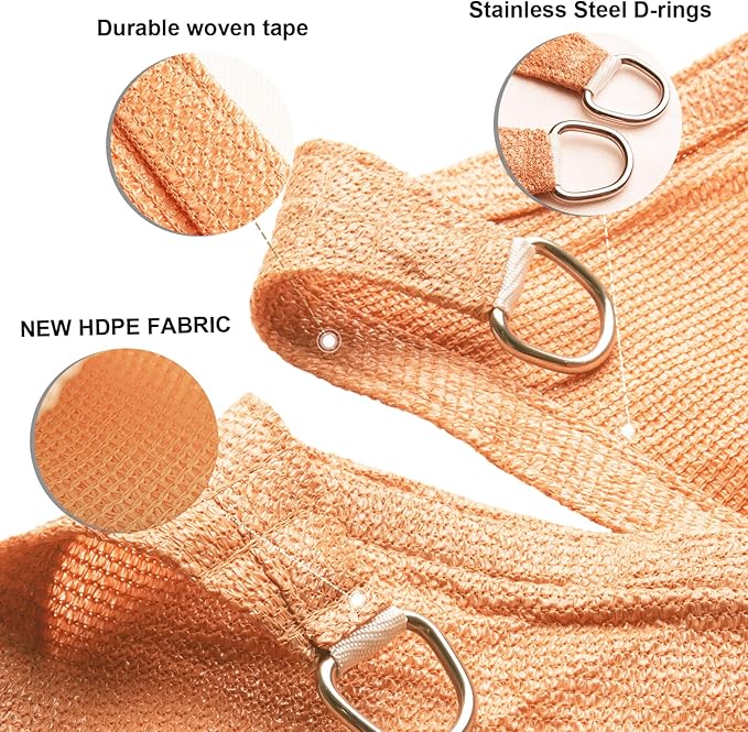 SUNLAX Sun Shade Sail 17' x 24' x 29.4' Peach Fuzz Rectangle Canopy Sail Shade - Image 3