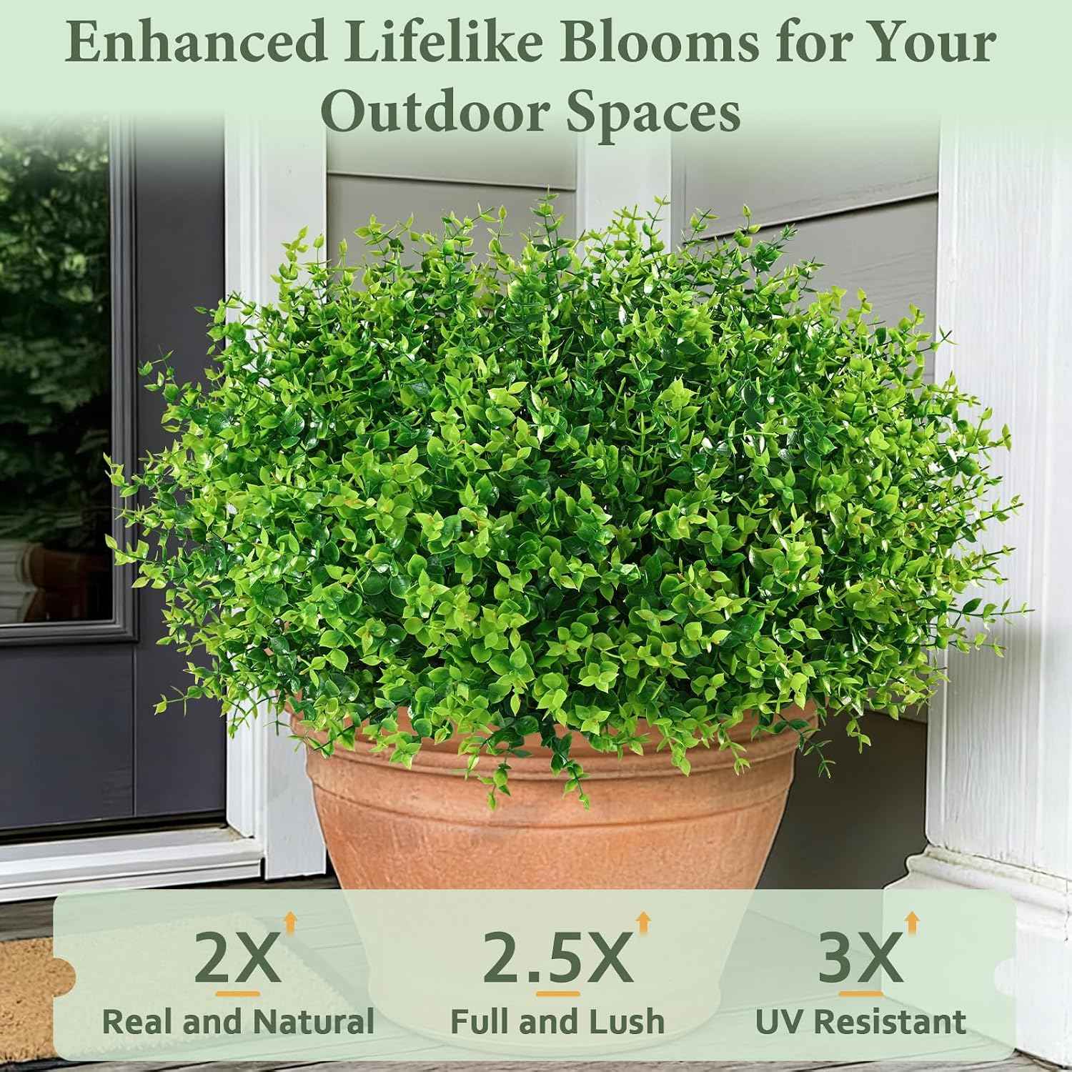 Yastouay Artificial Flowers for Outdoors UV Resistant, 22 Bundles Green Realistic Fake Outdoor Flowers Fake Plants, Faux Flowers for Outdoor Planters Front Porch Garden Window Box Farmhouse Decor