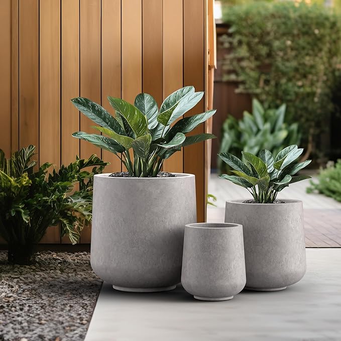 Kante 15.3"+11.6"+8.2" Dia Round Concrete Planter, Large Outdoor Indoor Planter - Image 5