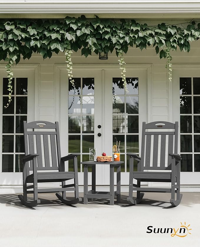 Oversized Outdoor Rocking Chair, HDPE All Weather Resistant Patio Rocking Chair - Image 2