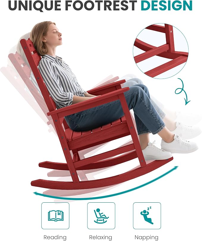 SERWALL Outdoor Rocking Chair, Oversized Rocking Chair - Image 7