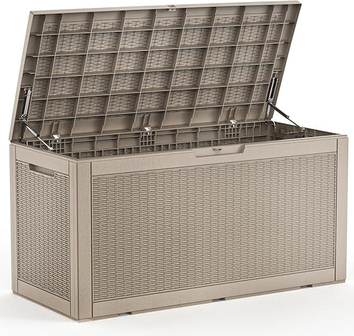 120 Gallon Waterproof Outdoor Storage Box, Resin Deck Box, Lockable Outside by MAIUSCOLI