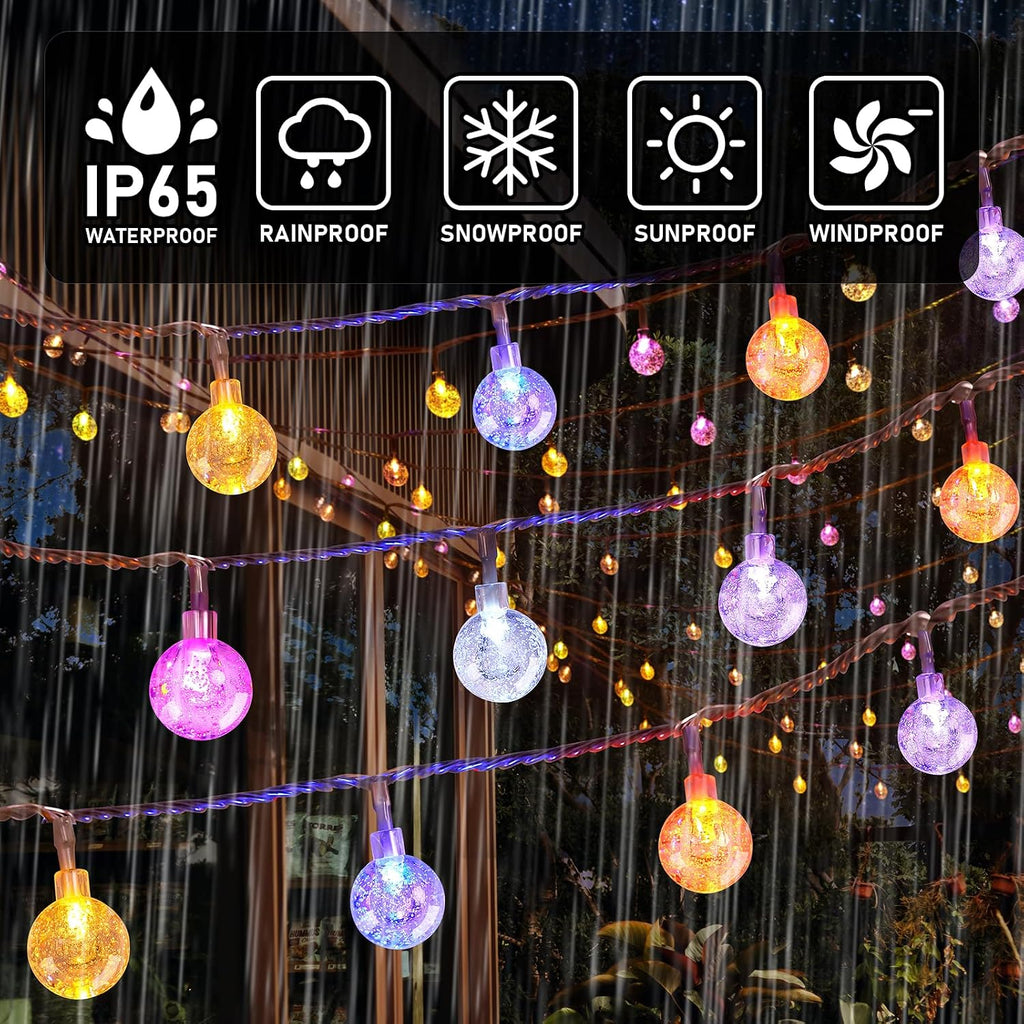 YCoisini 66FT Outdoor String Lights, 100 LED Patio Lights with Remote Control, Voice-Activated & Music Sync Mode, 16 Color-Changing Modes, Waterproof for Patio Garden Party Decor