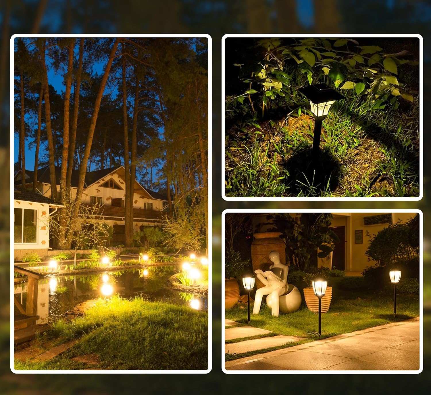 4 PCS Black 8.27 Inch Solar Light Stakes | Spikes Plastic Pathway Stakes, LED Light Ground Spikes, Garden Decoration