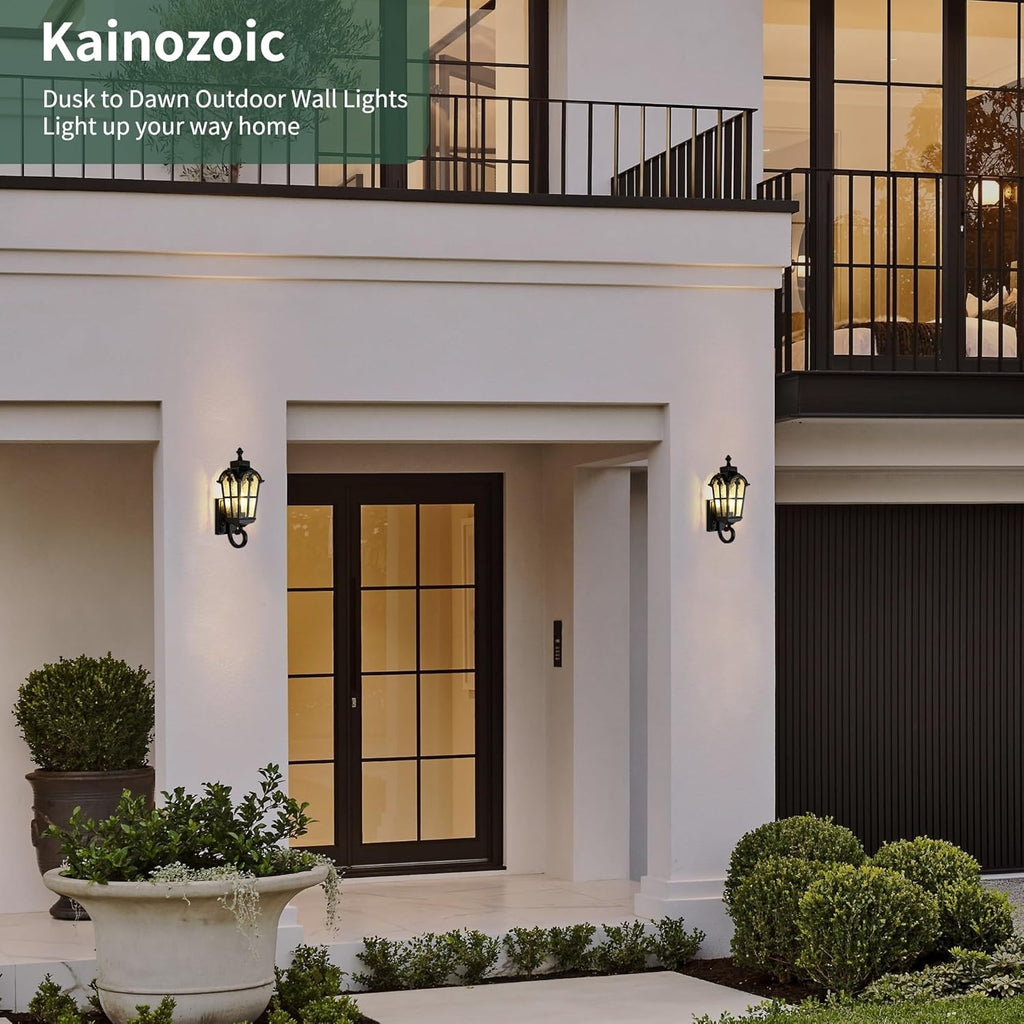 Outdoor Wall Light Fixtures Waterproof Porch Lights Anti-Rust Matte Black Exterior Lighting Fixtures Sconce Lights Outdoor Wall Lantern for Patio Front Door Garage -2 Pack