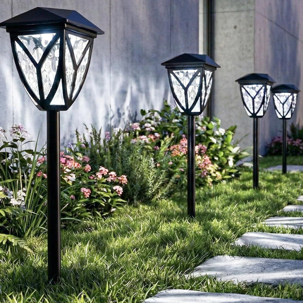 Ensenior Solar Lights Outdoor, 6500K LED Pathway Garden Lights, 6 Pack | IP65 waterproof landscape lighting, energy-efficient for yard, patio, walkway & planter, tool-free auto ON/OFF
