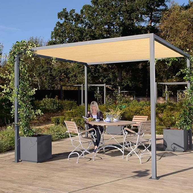 Eden's Decor Straight Flat-Edged Sun Shade Sail Rectangular 13' x 18' Beige - Image 6