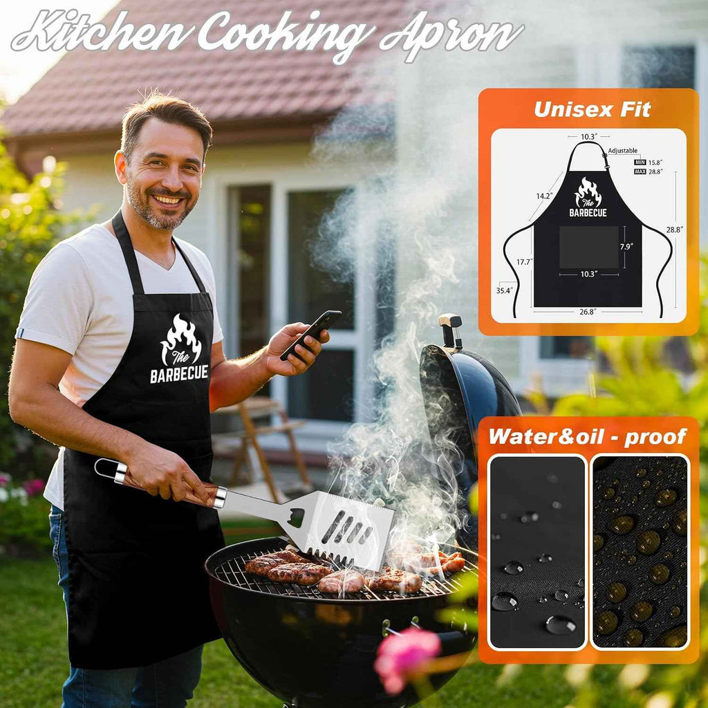 ROMANTICIST 26pcs Grilling Gifts for Men, Dad Gifts for Father's Day, Stainless Steel BBQ Grill Accessories Tools Set, Heavy Duty BBQ Utensils Kit with Apron, Thermometer, Mats in Aluminum Case Brown