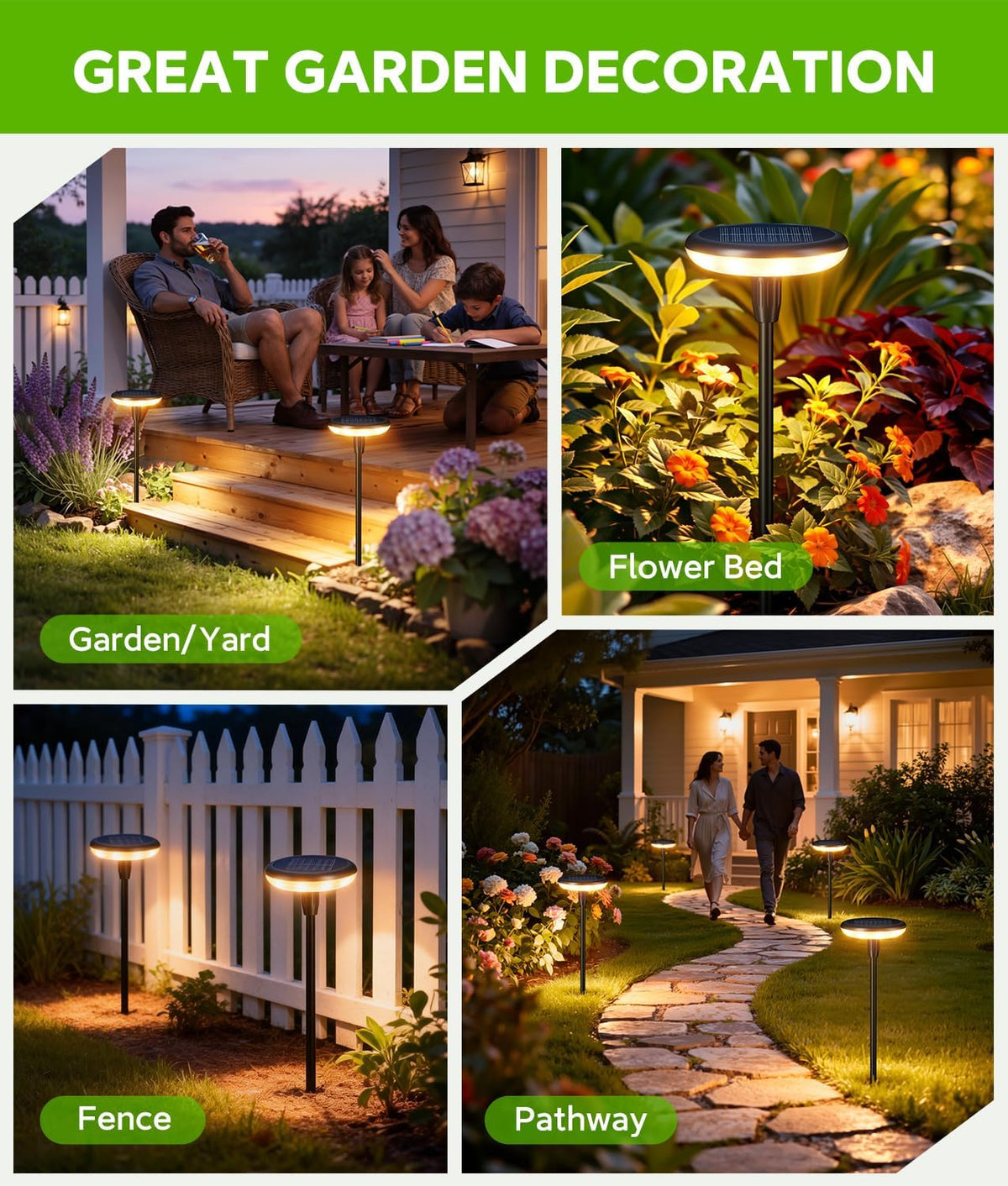 LETMY Solar Pathway Lights Outdoor, 8 Pack Bright Solar Garden Lights | 8 Bright LED, 3000K Warm White, 12-16H Runtime, IP65 Waterproof, Auto On/Off, Landscape Lighting for Yard, Path & Garden Lawn