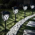 Ensenior Solar Lights Outdoor, 6500K LED Pathway Garden Lights, 6 Pack | IP65 waterproof landscape lighting, energy-efficient for yard, patio, walkway & planter, tool-free auto ON/OFF