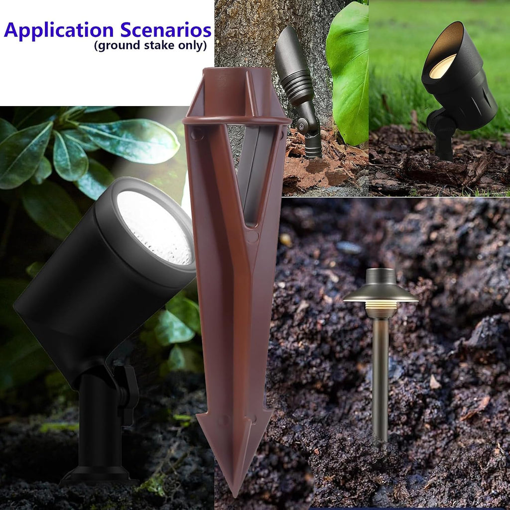 Lighting Ground Stake Spike Replacement for Outdoor Low Voltage Landscape Spotlight Pathway Flood Light,1/2" NPT Thread Brown