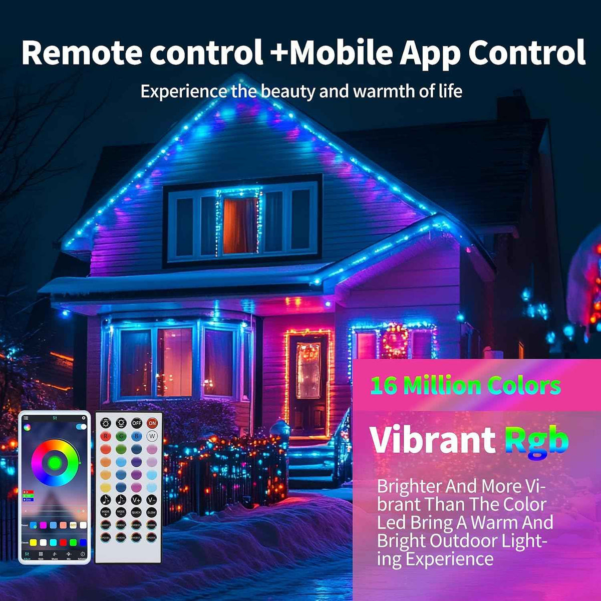 200ft Permanent Outdoor Lights for House | IP67 Waterproof with App & Remote Control, Courtyard Party Light Strips Lights for Deck Garden, All Saints' Day Decoration