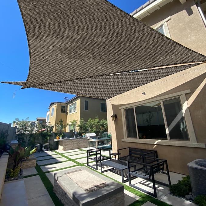 SUNLAX Sun Shade Sail 8' x 12' x 14.4' Brown Rectangle Canopy Sail Shade Cover by SUNLAX