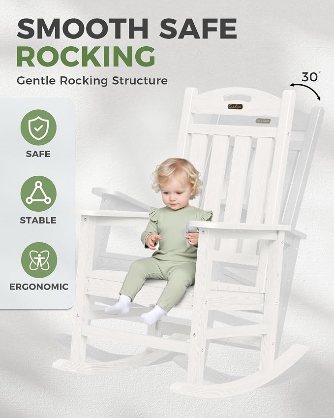 Oversized Rocking Chairs Outdoor Set of 2, High Back Porch Rocker Chair - Image 4