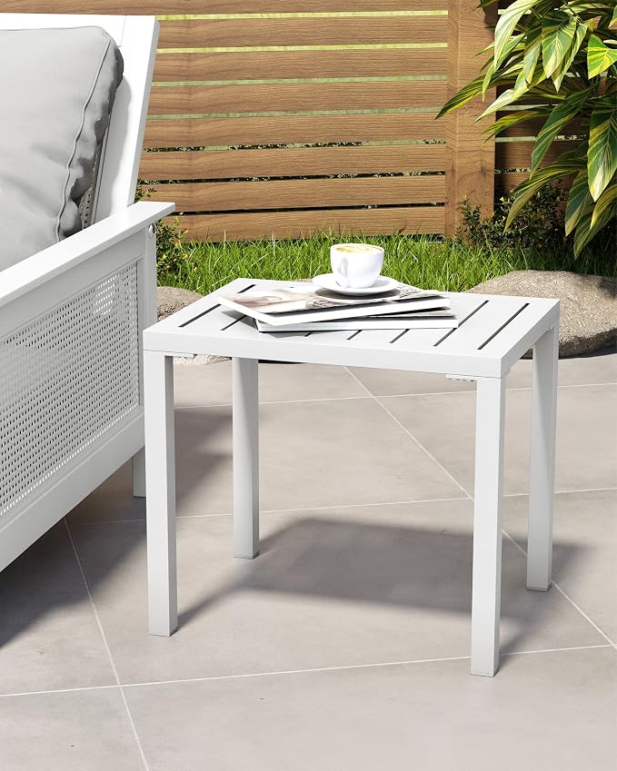 Crestlive Products Outdoor Side Table Set of 2, Aluminum Rectangular Side/End - Image 2
